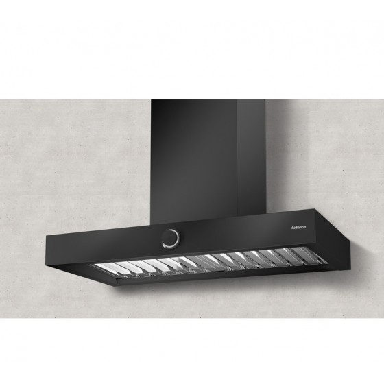 AIRFORCE Vis Boxy AN/A/90 90cm Μαύρο Απορροφητήρας Εντοιχιζόμενος Τζάκι